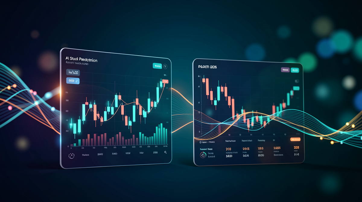 Comparison of AI stock prediction platforms showing real-time forecasts for 2026