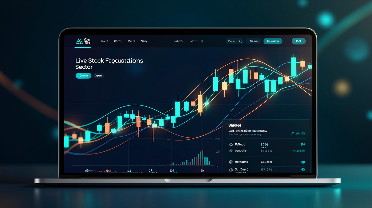 AI Stock Predictions platform showing live stock forecasts and sector analysis