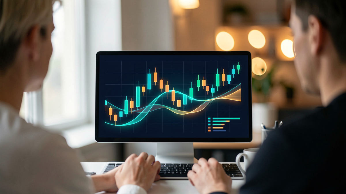 Data visualization of stock market trends with algorithmic trading indicators