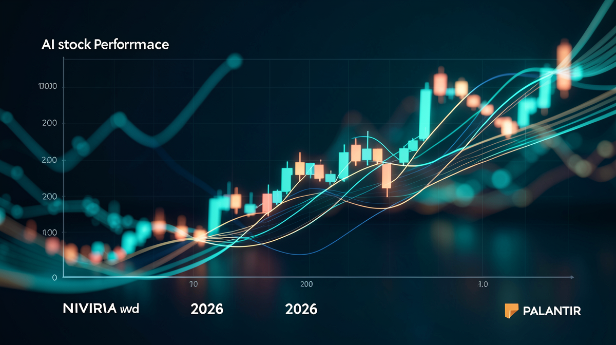 Chart zeigt die Performance-Trends der KI-Aktien für 2026 mit hervorgehobenen NVIDIA und Palantir