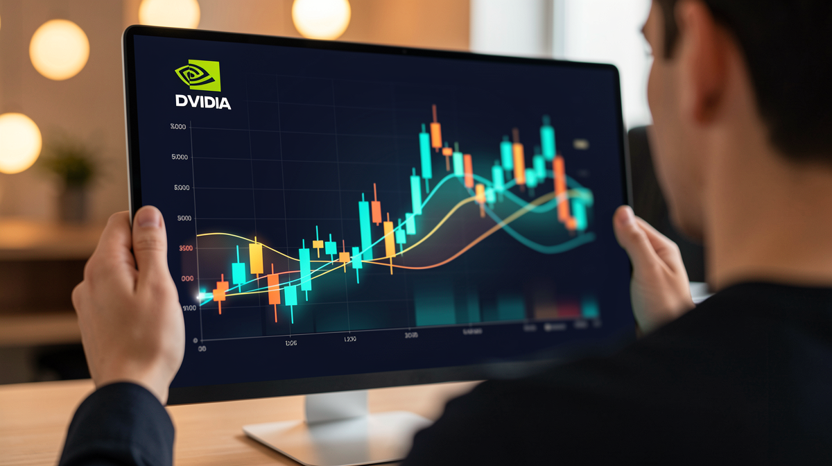 Gráfico de ações da NVIDIA sobrepondo métricas de rotação setorial de IA