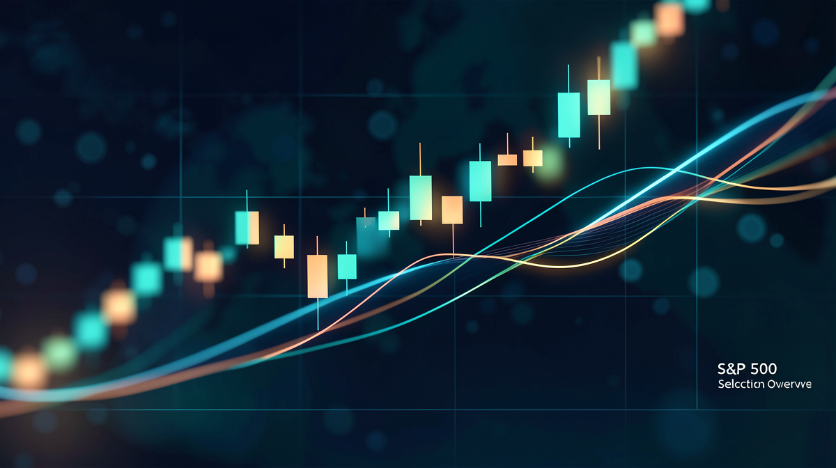 Stock market chart showing S&P 500 record highs with ETF selection overview