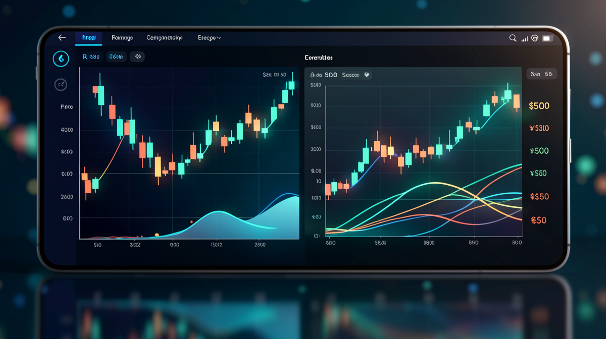 Pantalla del mercado de valores mostrando gráficos de acciones de semiconductores y energía por debajo de 50$