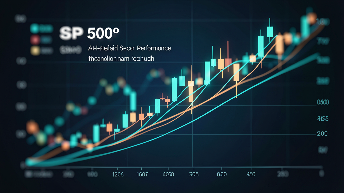 Grafico dell'indice S&P 500 che mostra il trend rialzista con indicatori di performance dei settori legati all'AI