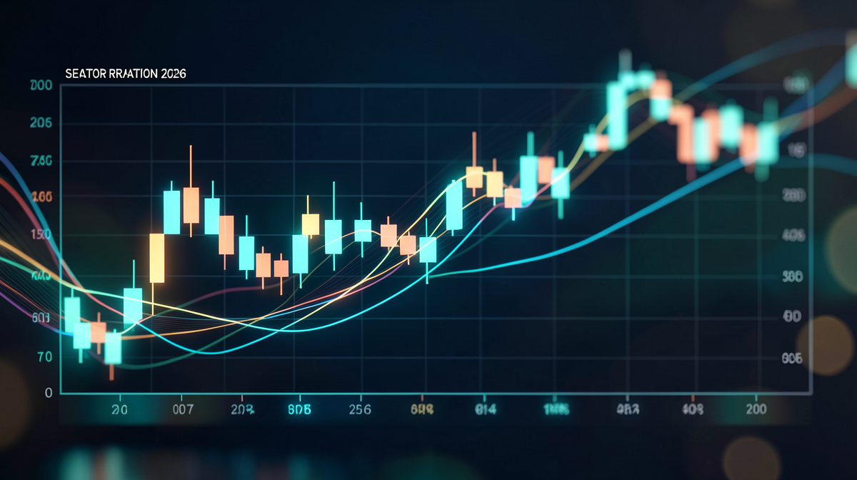 Financial charts showing S&P 500 index and sector rotation trends for 2026